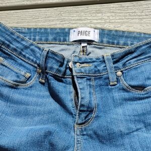 PAIGE Womens Light Blue Skinny Jeans Crop Style Low Fly